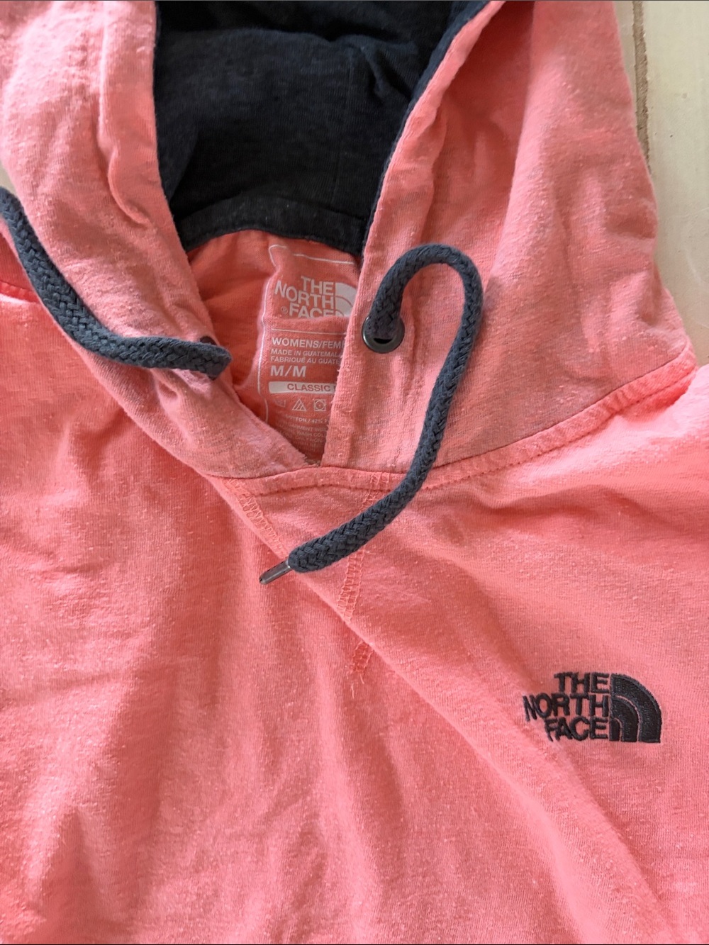 The North Face Coral Pink Pullover Hoodie with Charcoal Accents